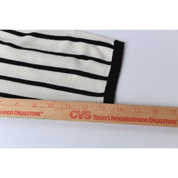 Talbots Sz S Thin Stretch Cotton Rayon Sweater Bat Wing Black White Striped - Picture 10 of 11